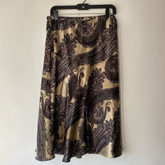 Paisley 90s Y2K‎ Maxi Flare Skirt SZ M Silky Boho Goth Whimsy Cottagecore - Picture 3 of 4